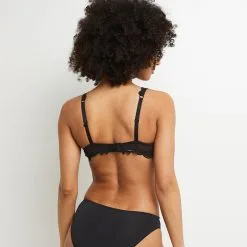 DENTELLE SOUTIEN-GORGE AMPLI FOULARD NOIR -Culottes RougeGorge Soldes 11145701 D