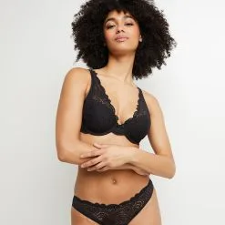 DENTELLE SOUTIEN-GORGE AMPLI FOULARD NOIR