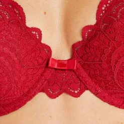 DENTELLE SOUTIEN-GORGE AMPLI FOULARD ROUGE -Culottes RougeGorge Soldes 11145704 Z