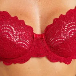 DENTELLE SOUTIEN-GORGE EMBOITANT ROUGE -Culottes RougeGorge Soldes 11145904 Z