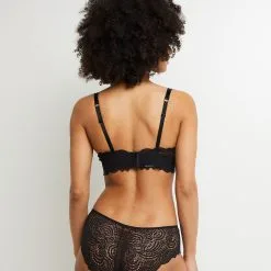 DENTELLE SOUTIEN-GORGE SANS ARMATURES NOIR -Culottes RougeGorge Soldes 11186803 D