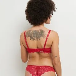 DENTELLE SOUTIEN-GORGE AMPLI EMBOITANT ROUGE -Culottes RougeGorge Soldes 11187004 D