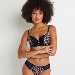 SYARA SOUTIEN-GORGE AMPLI EMBOITANT NOIR/ROSE
