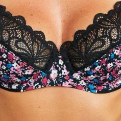 SYARA SOUTIEN-GORGE EMBOITANT NOIR/ROSE -Culottes RougeGorge Soldes 11286304 Z