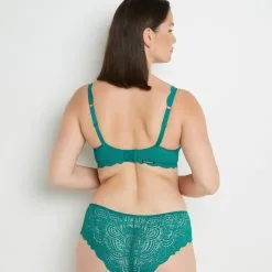 DENTELLE SOUTIEN-GORGE AMPLI FOULARD VERT -Culottes RougeGorge Soldes 11290903 D