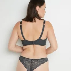 DENTELLE SOUTIEN-GORGE GRANDS BONNETS ANTHRACITE -Culottes RougeGorge Soldes 11291102 D