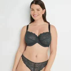 DENTELLE SOUTIEN-GORGE GRANDS BONNETS ANTHRACITE