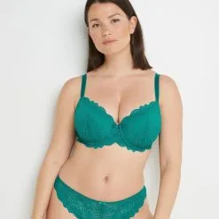 DENTELLE SOUTIEN-GORGE AMPLI EMBOITANT VERT