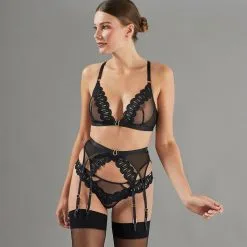 Aphrodite PORTE-JARRETELLES TULLE BRODE NOIR