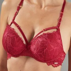 APOLLON SOUTIEN-GORGE PUSH UP DENTELLE BORDEAUX -Culottes RougeGorge Soldes 11299700 Z
