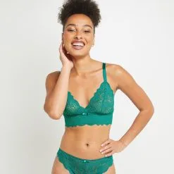 DENTELLE SOUTIEN-GORGE SANS ARMATURES VERT