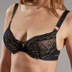 CASSY SOUTIEN-GORGE PUSH UP DENTELLE NOIR -Culottes RougeGorge Soldes 11307600 Z