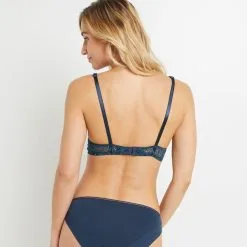 Ali SOUTIEN-GORGE AMPLI FOULARD DENTELLE MULTICO BLEU -Culottes RougeGorge Soldes 20009500 D