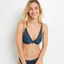 Ali SOUTIEN-GORGE AMPLI FOULARD DENTELLE MULTICO BLEU
