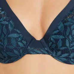 Ali SOUTIEN-GORGE AMPLI FOULARD DENTELLE MULTICO BLEU -Culottes RougeGorge Soldes 20009500 Z
