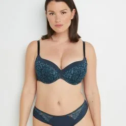 Ali SOUTIEN-GORGE AMPLIFORME DENTELLE MULTICO BLEU