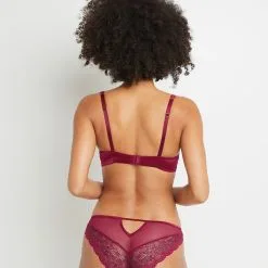 Bali SOUTIEN-GORGE EMBOITANT DENTELLE BORDEAUX -Culottes RougeGorge Soldes 20014600 D