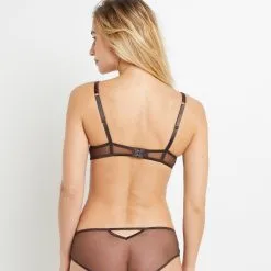 Bao SOUTIEN-GORGE PUSH TULLE BRODE MARRON -Culottes RougeGorge Soldes 20015300 D