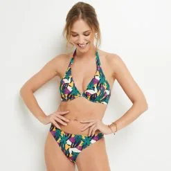 Lilou MAILLOT DE BAIN SLIP MIDI MULTICO ROSE -Culottes RougeGorge Soldes 20016000 D