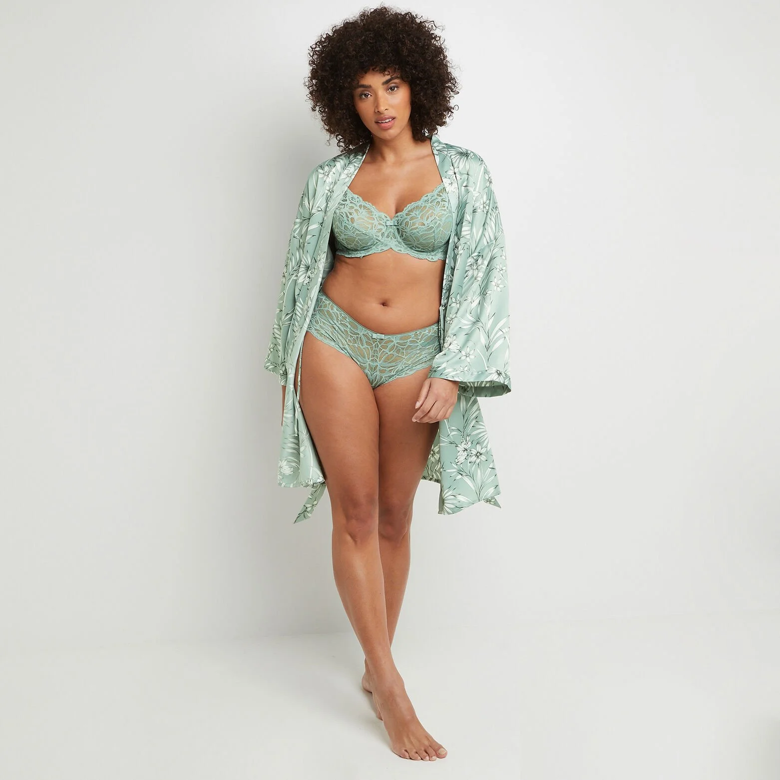 Barney DESHABILLE SATIN IMPRIMEE Vert Clair 1 Barney DESHABILLE SATIN IMPRIMEE Vert Clair