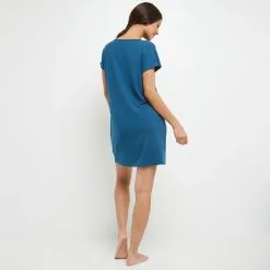 Bambou NUISETTE MANCHES COURTES PETROLE -Culottes RougeGorge Soldes 20030700 D