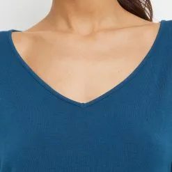 Bambou T-SHIRT MANCHES LONGUES PETROLE -Culottes RougeGorge Soldes 20030800 Z