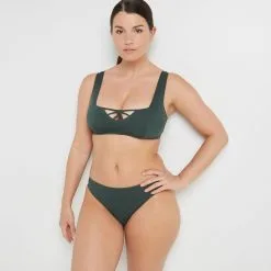 Lisa MAILLOT DE BAIN SLIP MIDI VERT FONCE -Culottes RougeGorge Soldes 20045401 C