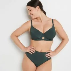 Lisa MAILLOT DE BAIN CULOTTE HAUTE VERT FONCE -Culottes RougeGorge Soldes 20045801 C