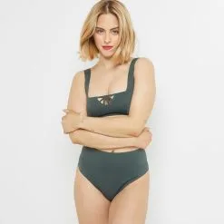Lisa MAILLOT DE BAIN CULOTTE HAUTE VERT FONCE -Culottes RougeGorge Soldes 20045801 D