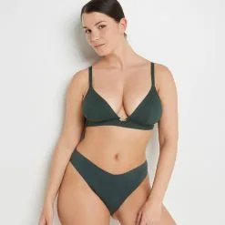 Lisa MAILLOT DE BAIN SLIP HIGH LEG VERT FONCE -Culottes RougeGorge Soldes 20047101 D