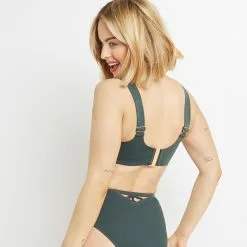 Lisa MAILLOT DE BAIN BRASSIERE VERT FONCE -Culottes RougeGorge Soldes 20049201 D