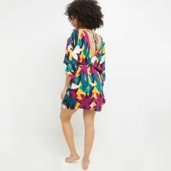 Lilou TUNIQUE BEACHWEAR MULTICO ROSE -Culottes RougeGorge Soldes 20056300 D