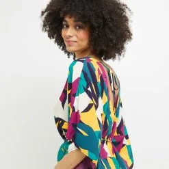 Lilou TUNIQUE BEACHWEAR MULTICO ROSE -Culottes RougeGorge Soldes 20056300 Z