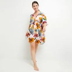 Luna TUNIQUE DE PLAGE BLANC -Culottes RougeGorge Soldes 20056400 C