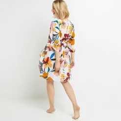 Luna TUNIQUE DE PLAGE BLANC -Culottes RougeGorge Soldes 20056400 D