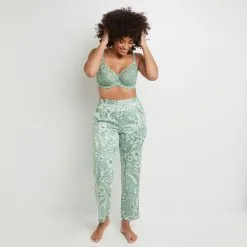 Barney PANTALON SATIN IMPRIME Vert Clair