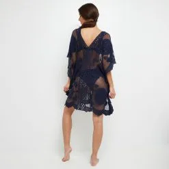 Iggy BEACHWEAR TUNIQUE BRODEE MARINE -Culottes RougeGorge Soldes 42582503 D