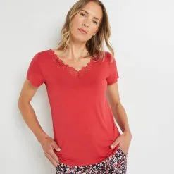 SYARA TEE SHIRT MANCHES COURTES ROSE