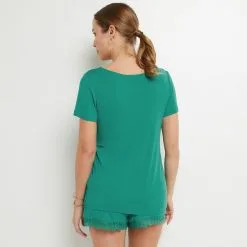SYARA TEE SHIRT MANCHES COURTES VERT -Culottes RougeGorge Soldes 43186804 D