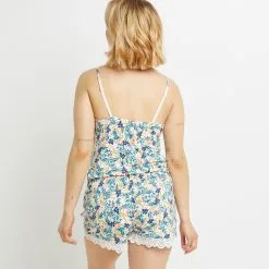 SYARA SHORT VISCOSE BLANC/VERT -Culottes RougeGorge Soldes 43187003 D