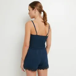 SYARA SHORT VISCOSE MARINE -Culottes RougeGorge Soldes 43187004 D