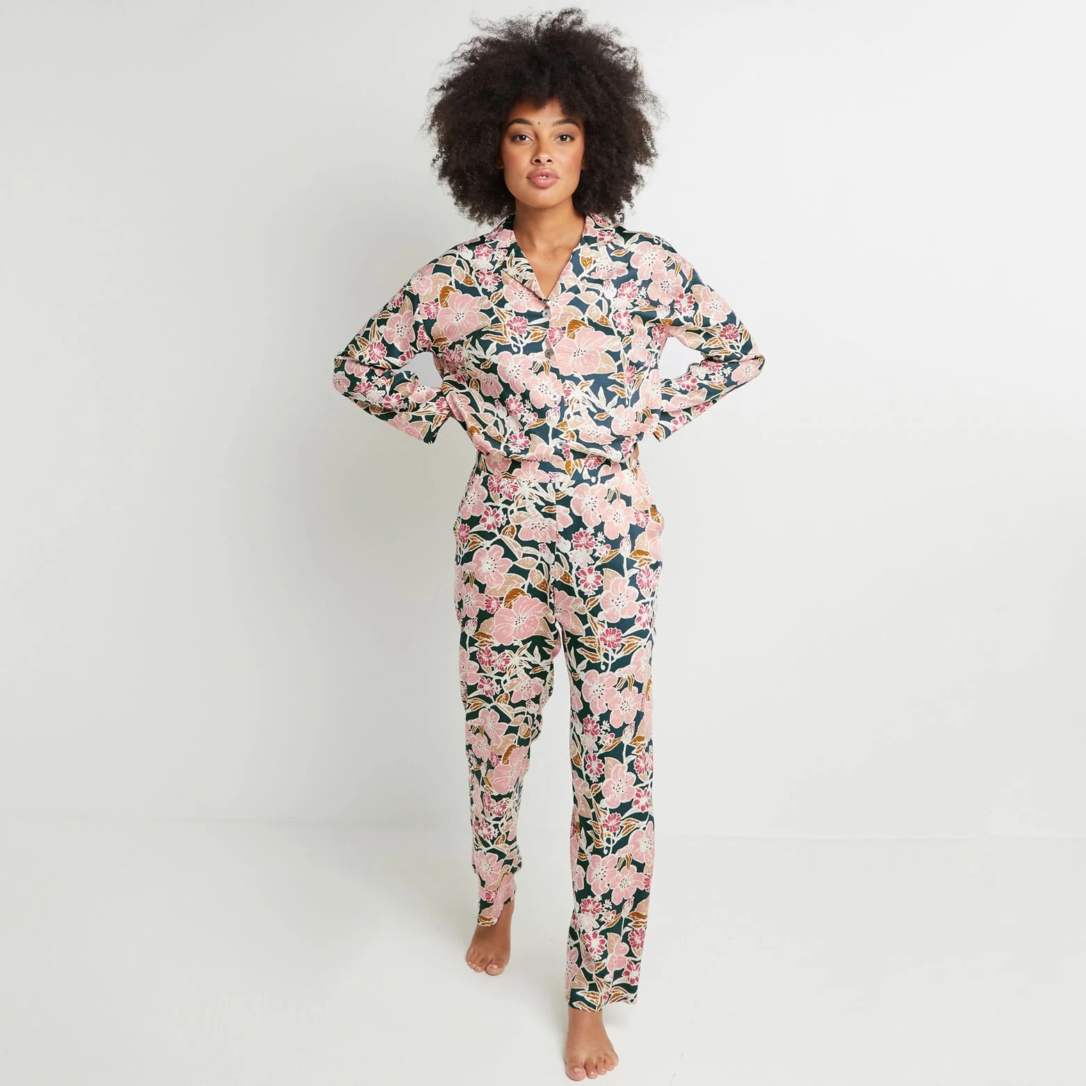 AROME PANTALON DROIT VISCOSE VERT/ROSE 1 AROME PANTALON DROIT VISCOSE VERT/ROSE