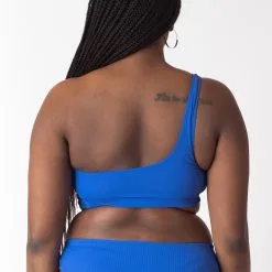 EMIE BRASSIERE ONE SHOULDER MAILLE COTEL BLEU -Culottes RougeGorge Soldes 77015600 D