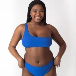 EMIE BRASSIERE ONE SHOULDER MAILLE COTEL BLEU