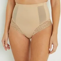 Lingerie Sculptante Femme | Ririse Culotte Haute Microfibre Naturel | RougeGorge