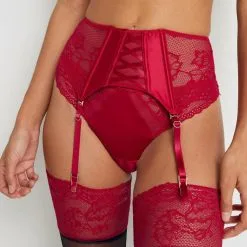 Porte-Jarretelles & Serre-Taille Femme | Trinity Serre-Taille Dentelle Rouge | RougeGorge
