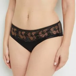 Shorty & Shorty-String Femme | Alyssa Shorty Tulle Brode Noir/Acajou | RougeGorge